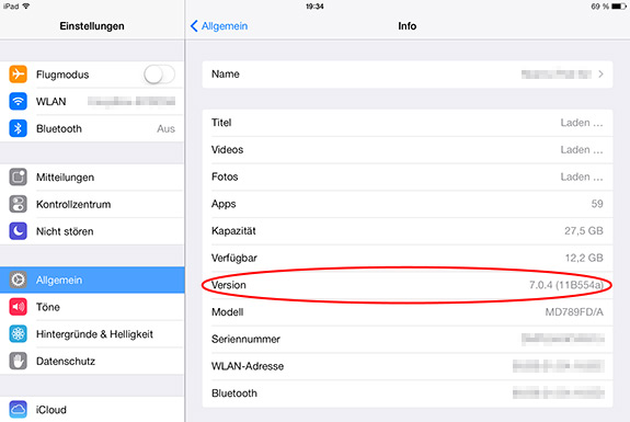 iOS-Version anzeigen