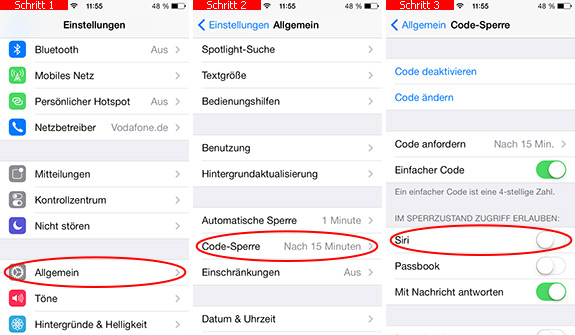Siri bei aktivierter Code-Sperre blockieren