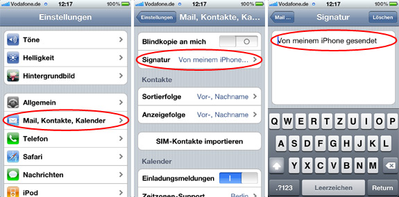 Signatur der E-Mails auf dem iPhone ändern