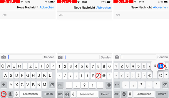 Paragraphenzeichen auf dem iPhone schreiben